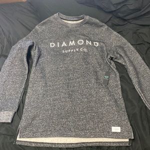 Diamond supply co charcoal grey crew neck sweater. Embossed raised logo